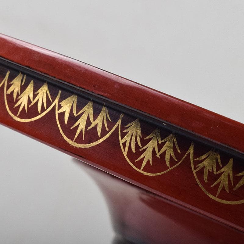 江戸時代　寛政期　朱塗　金蒔絵山水人物文　薄端　時代箱　V　R9446H