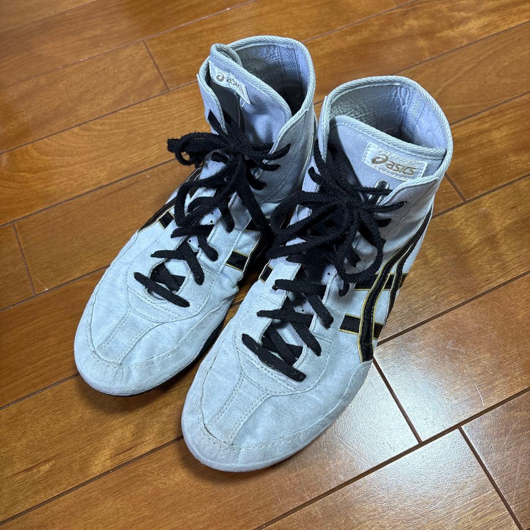 ASICS ハイカット ホワイト/ブラック　レスリングシューズ