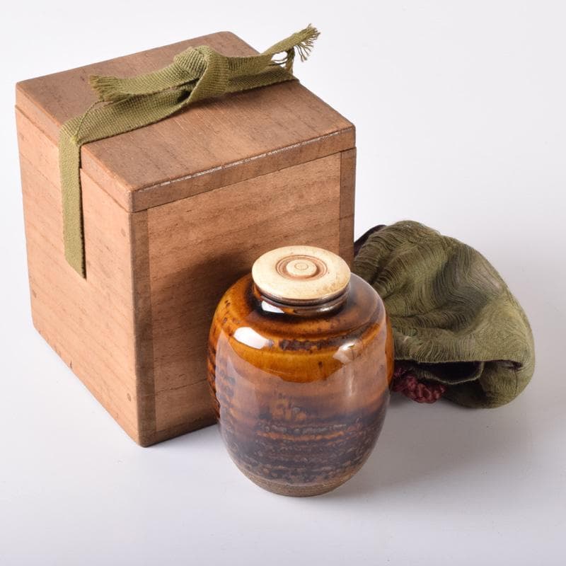 茶道具　瀬戸焼　茶入　仕覆・時代箱付　V　7590