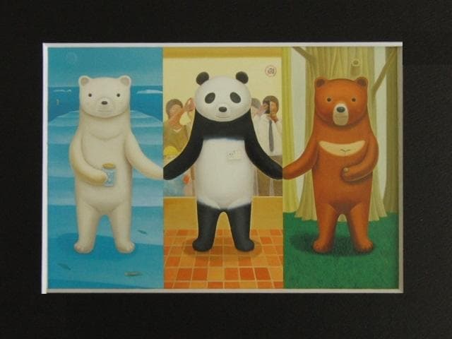 齋藤将、【いきものぶっく】、希少な限定額装用画集画、新品高級額 額装付