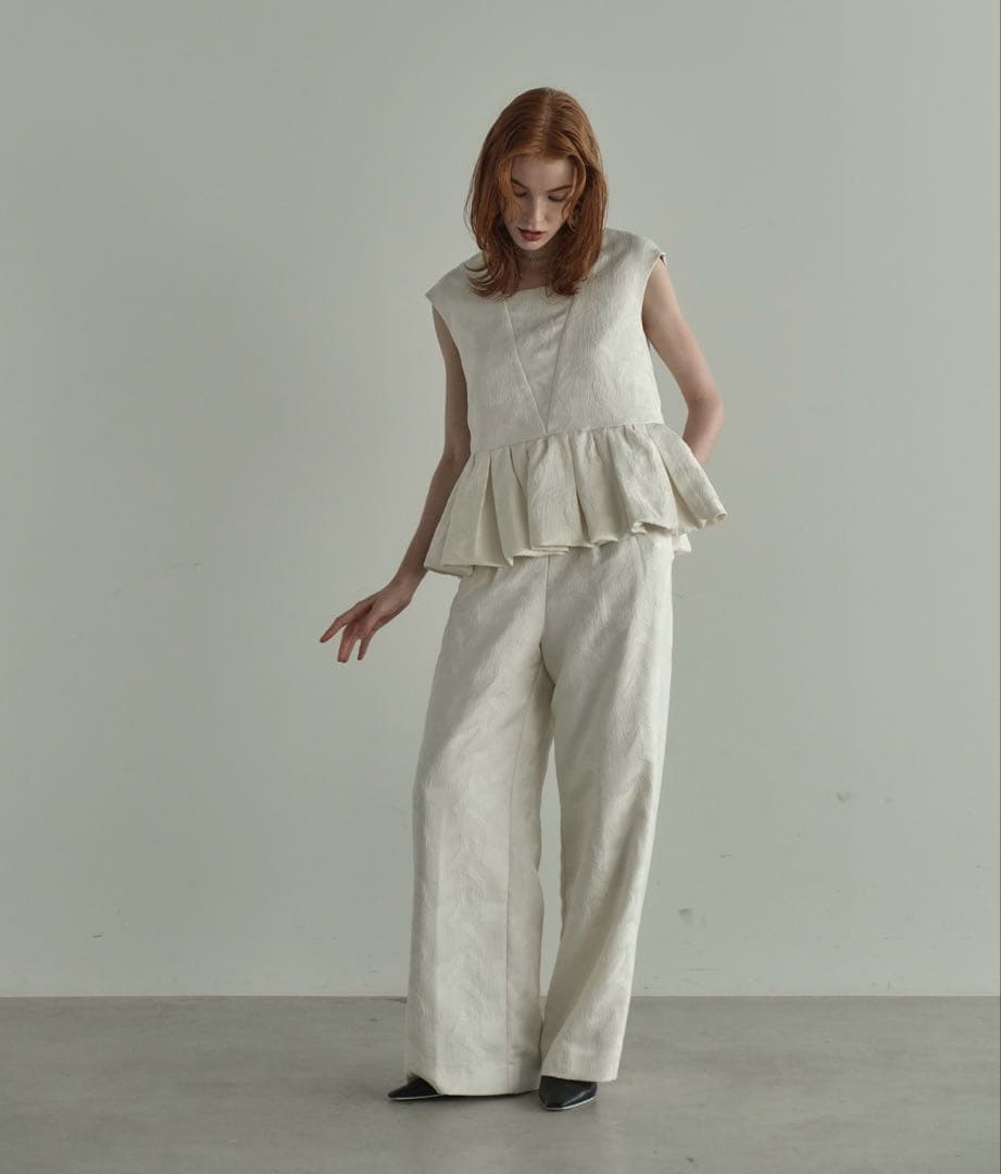 ANDRESD ペプラム セットアップ パンツ ドレス 結婚式 オケージョン Ｓ