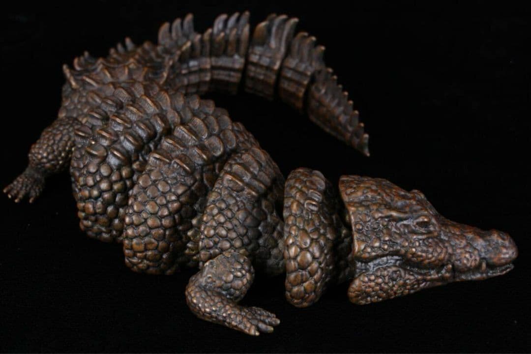 【龍文堂 安の介 造】超絶技巧 精巧自在 鰐 ワニ 金属工芸