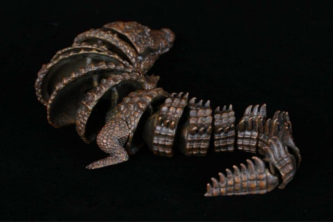 【龍文堂 安の介 造】超絶技巧 精巧自在 鰐 ワニ 金属工芸