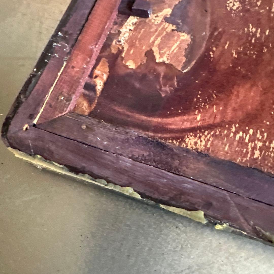 ヴィンテージ　ガラス絵浮世絵 女性の肖像画 木製フレーム付き素敵すぎる‼️