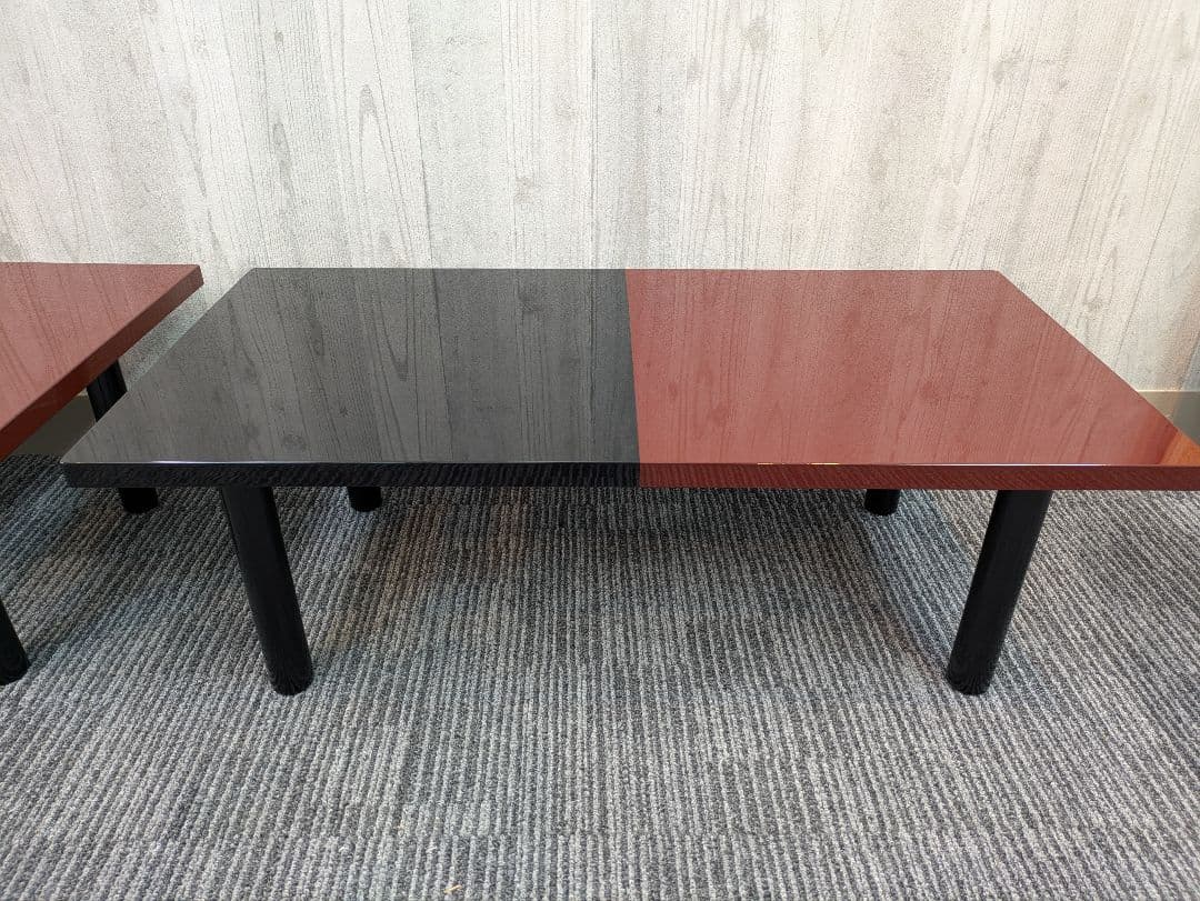 【高級漆座卓】赤と黒の木製座卓 2台セット