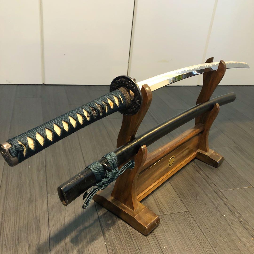 本格模造刀　太刀　居合刀　本研波刃　緑拵え　 刃長