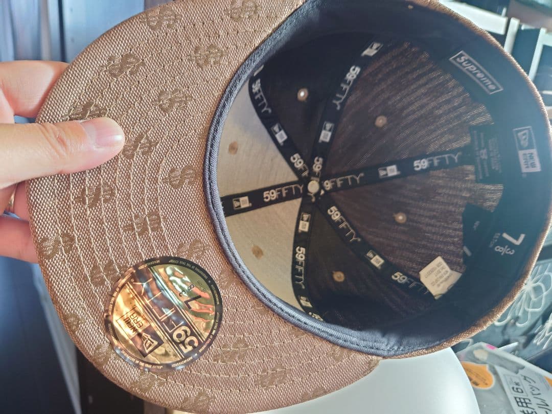 Supreme 59FIFTY ベースボールキャップ ベージュ　ボックスロゴ