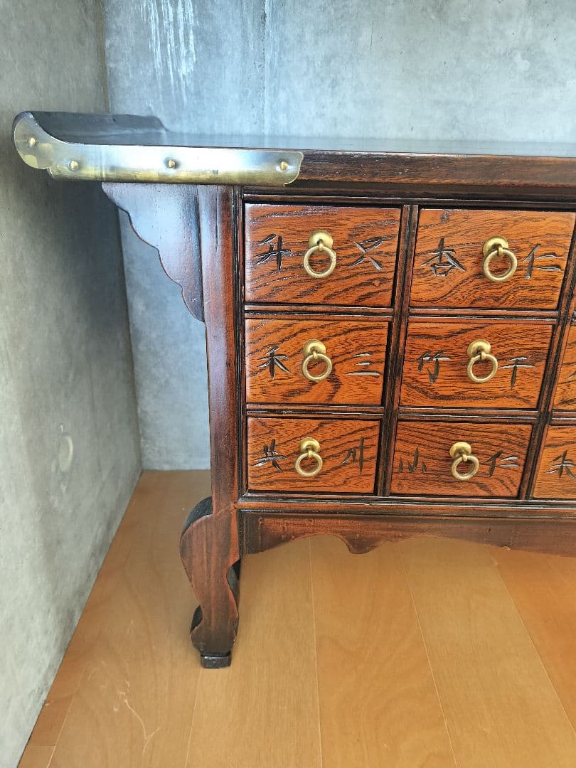 李朝家具 薬箪笥 百味箪笥 百目箪笥 18杯 W800×D300×H400mm