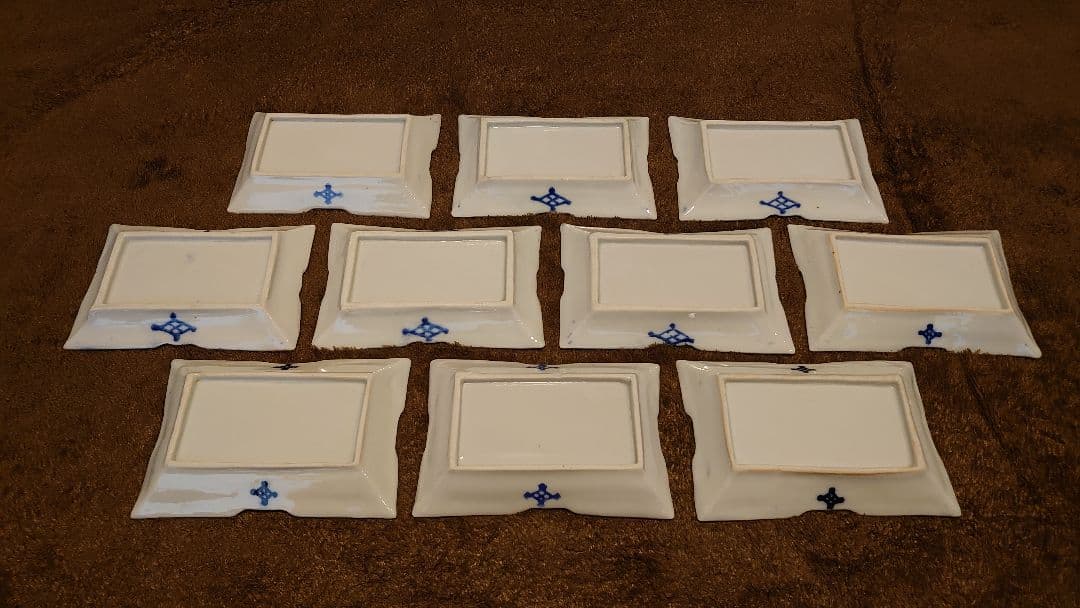 古伊万里　伊万里　色絵　角皿　菓子皿　蔵出し　１０客