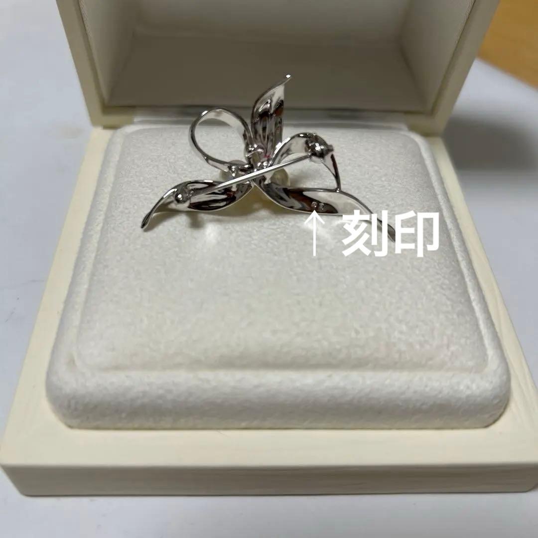 MIKIMOTO ミキモト　真珠　パール　ブローチ シルバー 3珠　花