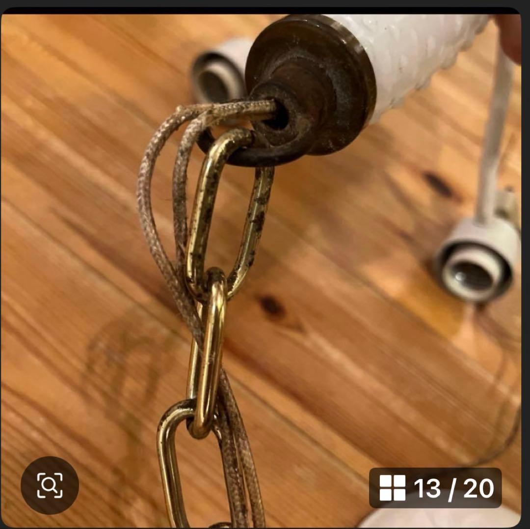 アンティーク　ミルクガラスシェード シャンデリア 5灯 天井照明　新居