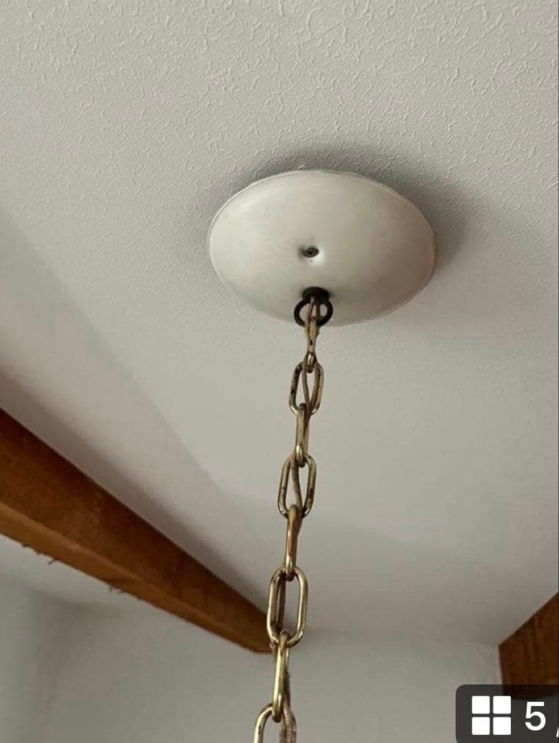 アンティーク　ミルクガラスシェード シャンデリア 5灯 天井照明　新居