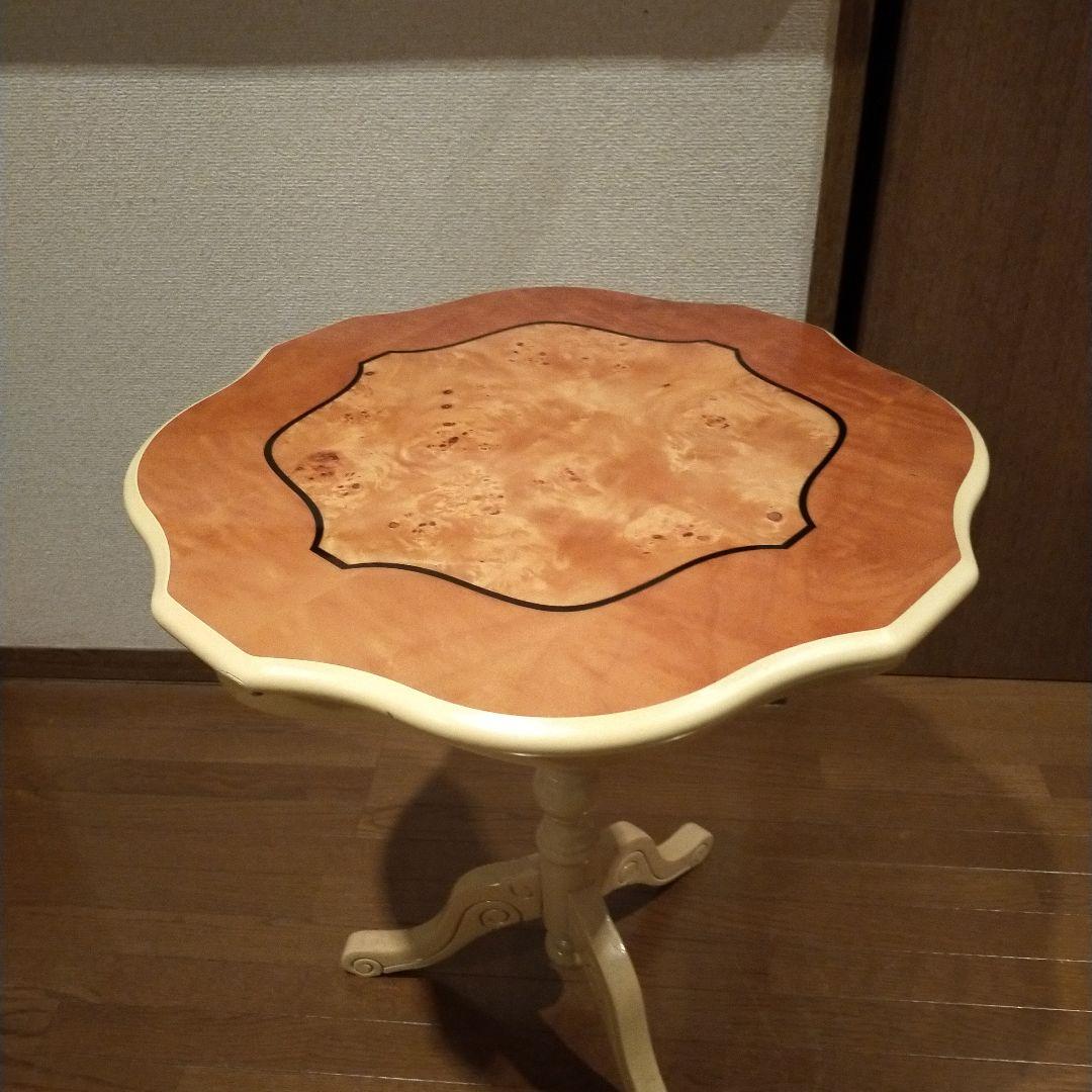 ティーテーブル イタリア ナチュラル/ホワイト 象嵌 カフェテーブル