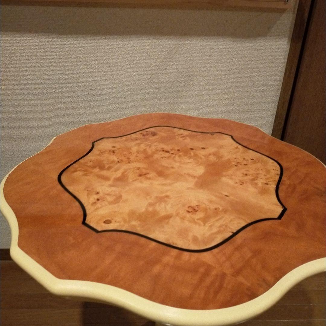 ティーテーブル イタリア ナチュラル/ホワイト 象嵌 カフェテーブル