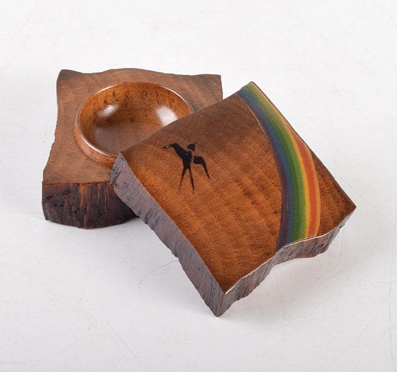 茶道具　大島宗歌造　虹蒔絵　角割香合　共箱　V　R4923