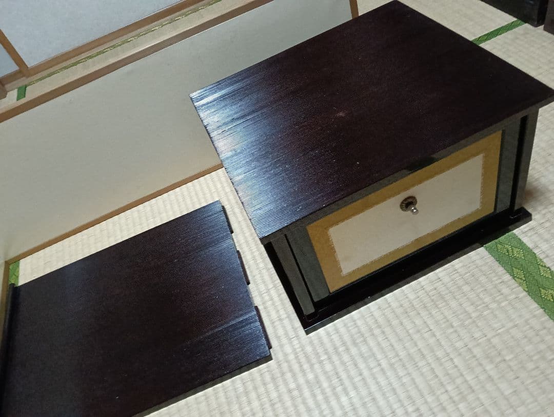 【茶道具整理中】少々難あり　木箱付　平安光入　造　溜塗　小袋棚