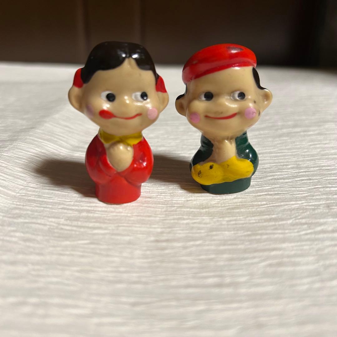 不二家 ペコちゃん ポコちゃん 昭和レトロ ソフビ 人形 指人形