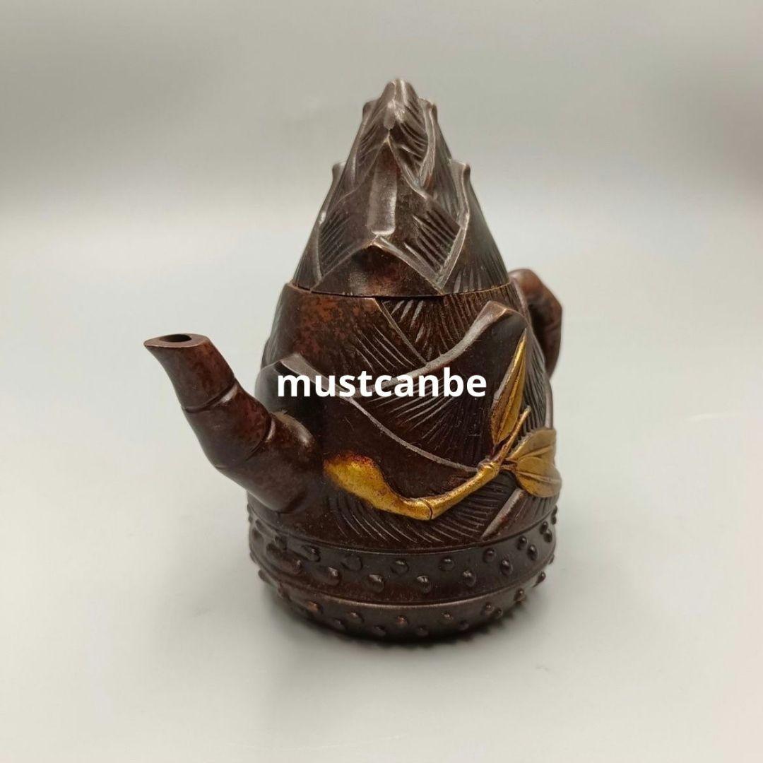 銅器 竹子茶壺 銅壺 茶道具 文房具 工芸品 置物