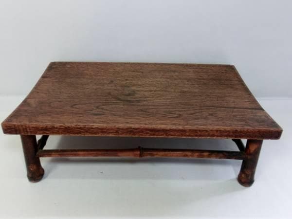 花台■古い木製四足長方形台 竹足 飾台 盆栽台 机 古民具 古美術 時代 骨董■