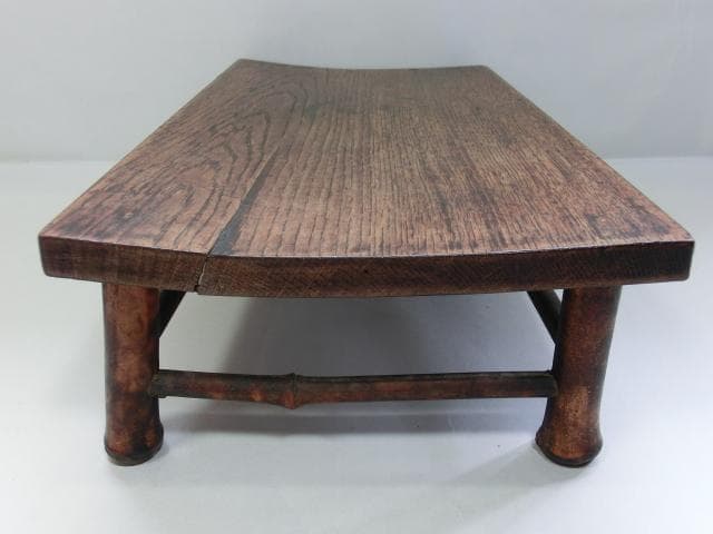 花台■古い木製四足長方形台 竹足 飾台 盆栽台 机 古民具 古美術 時代 骨董■