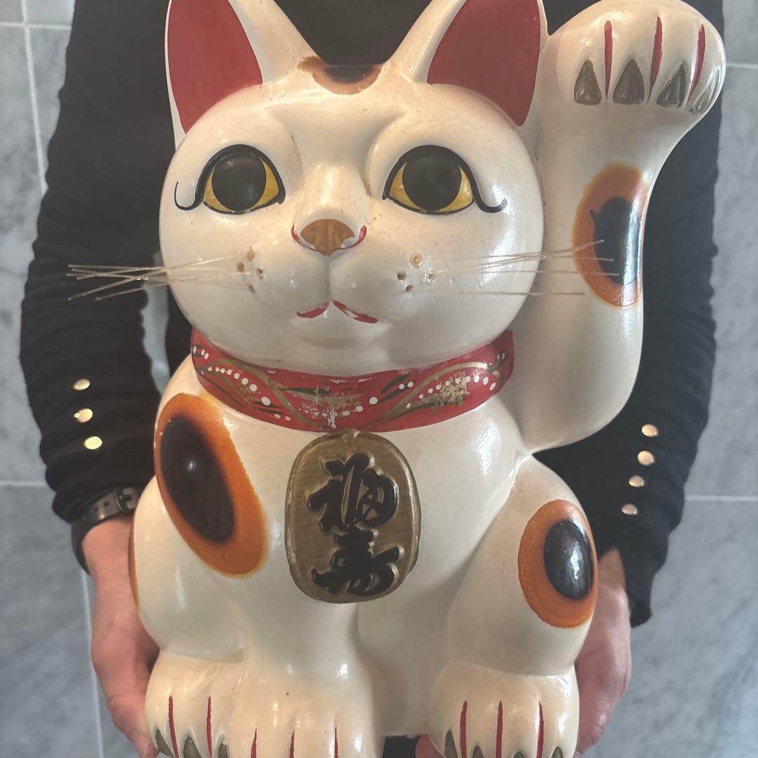 1920-30年代　瞳が美しく雰囲気抜群の幸運・良き人との出会いを招く特大招き猫