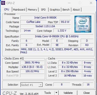 Intel Core i9 9900K CPU 【動作確認済】