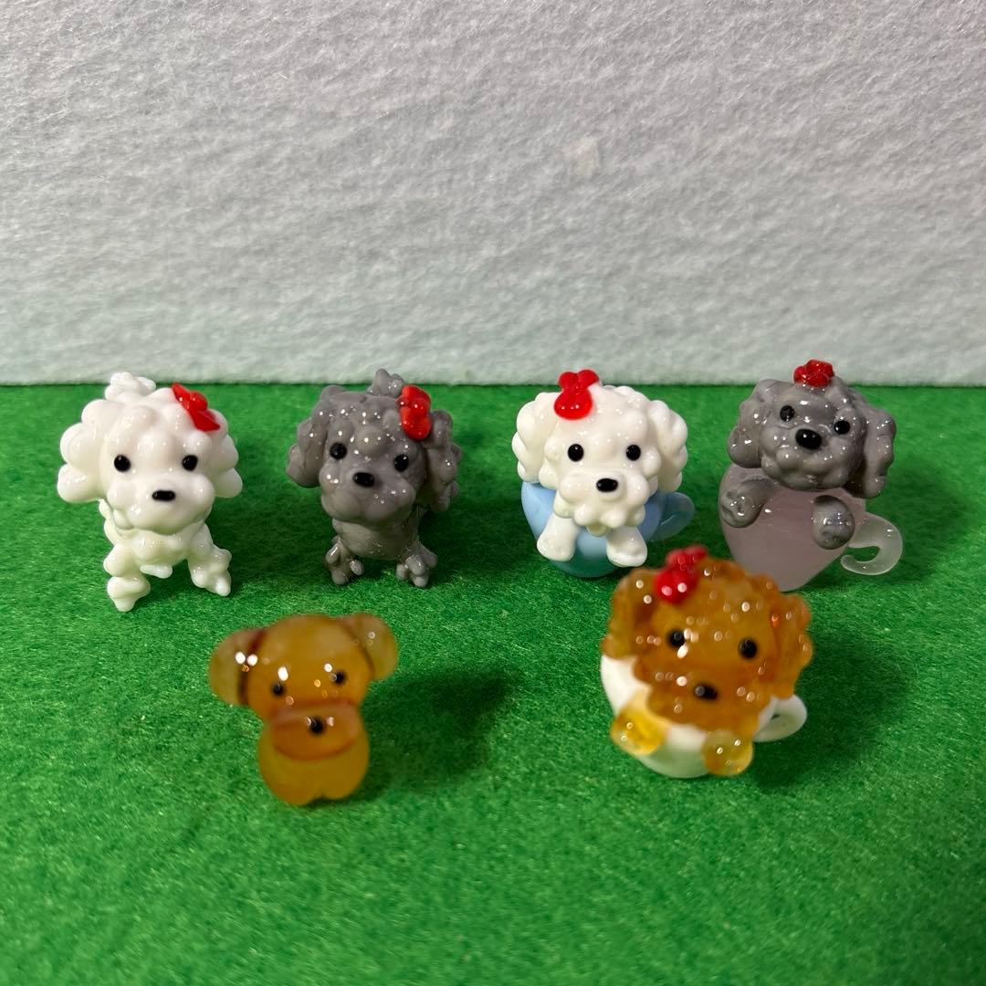 トイプードル　ガラス細工　ミニチュア