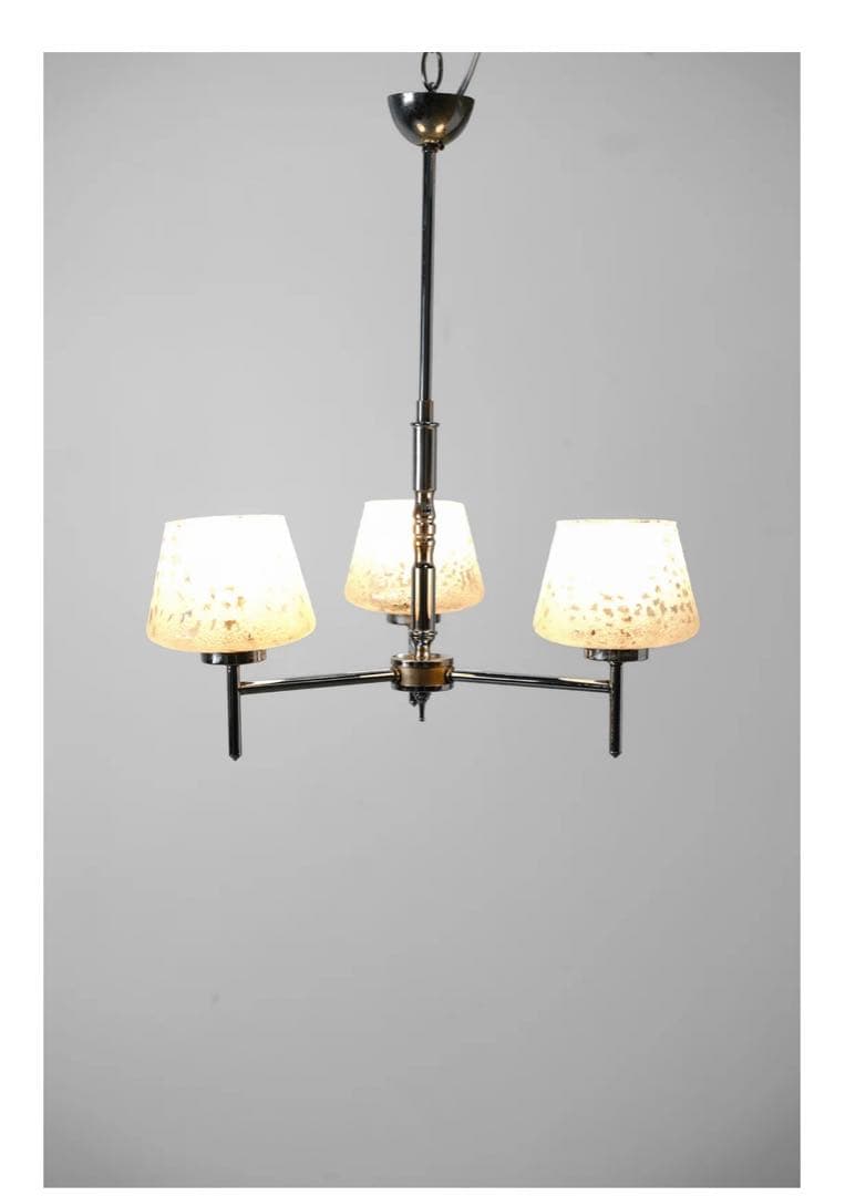 ガラスシャンデリア　ビンテージ　3灯