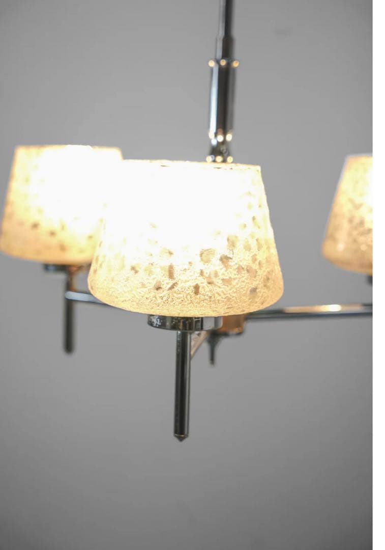 ガラスシャンデリア　ビンテージ　3灯