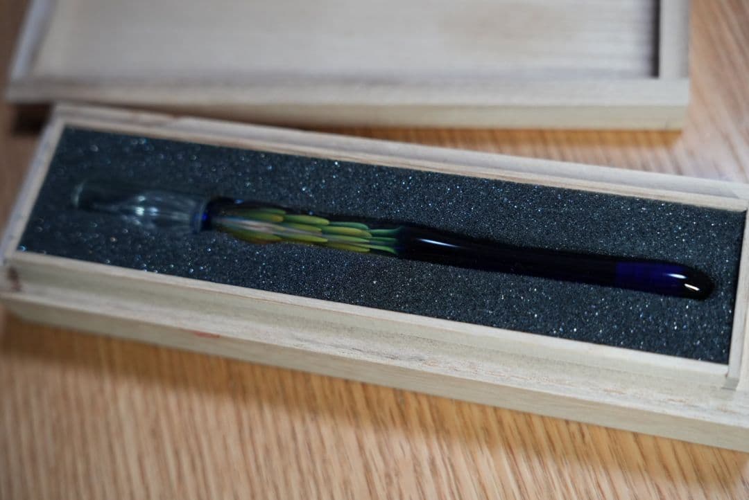 川西硝子×趣味の文具箱 ガラスペン 矢絣 木箱付き