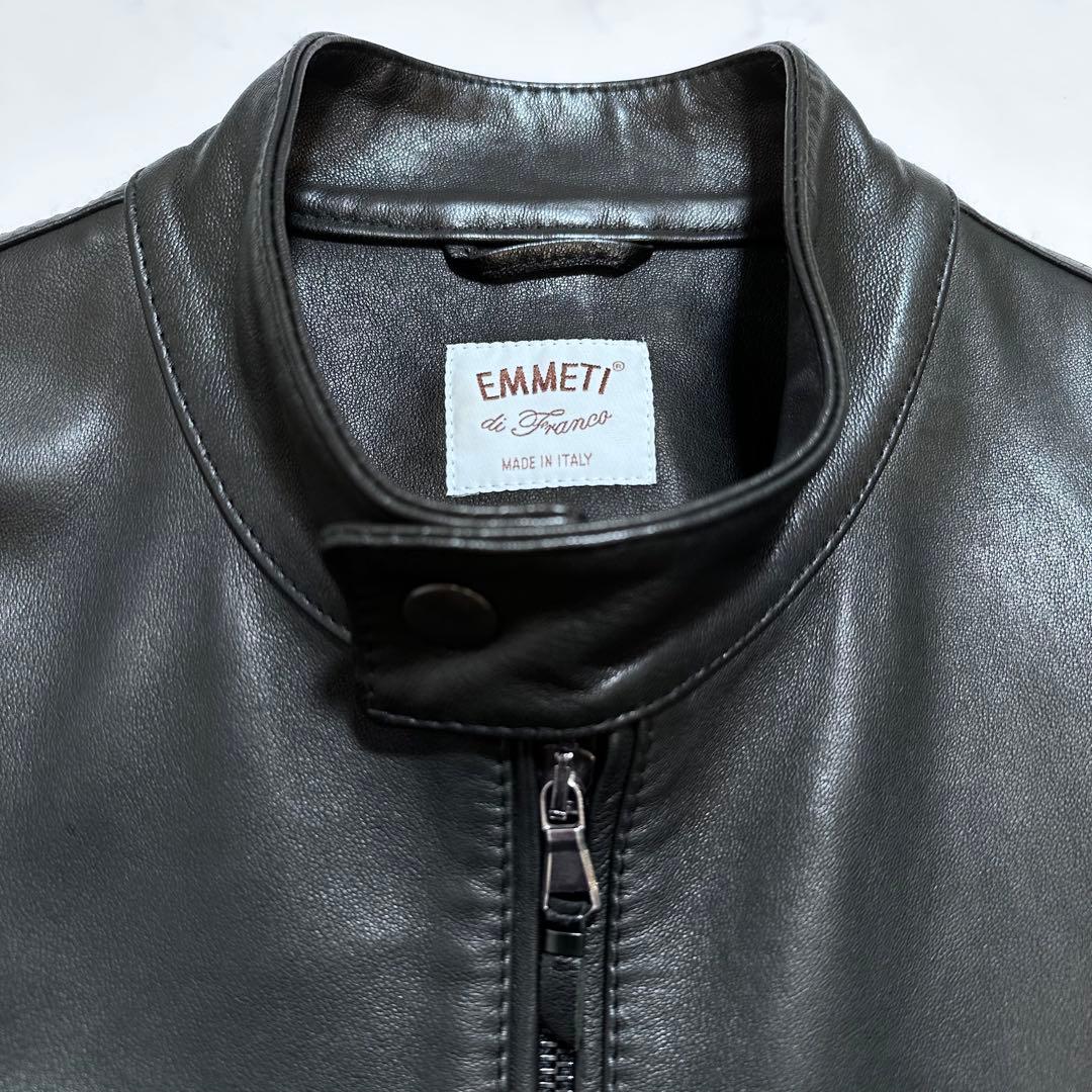 美品✨EMMETI JURI 46 シングルライダースジャケット ラムレザー 黒