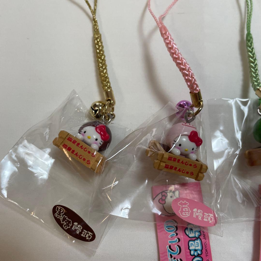 新品◆ハローキティ ご当地キティ 根付けストラップ 温泉饅頭 温泉卵 6個セット