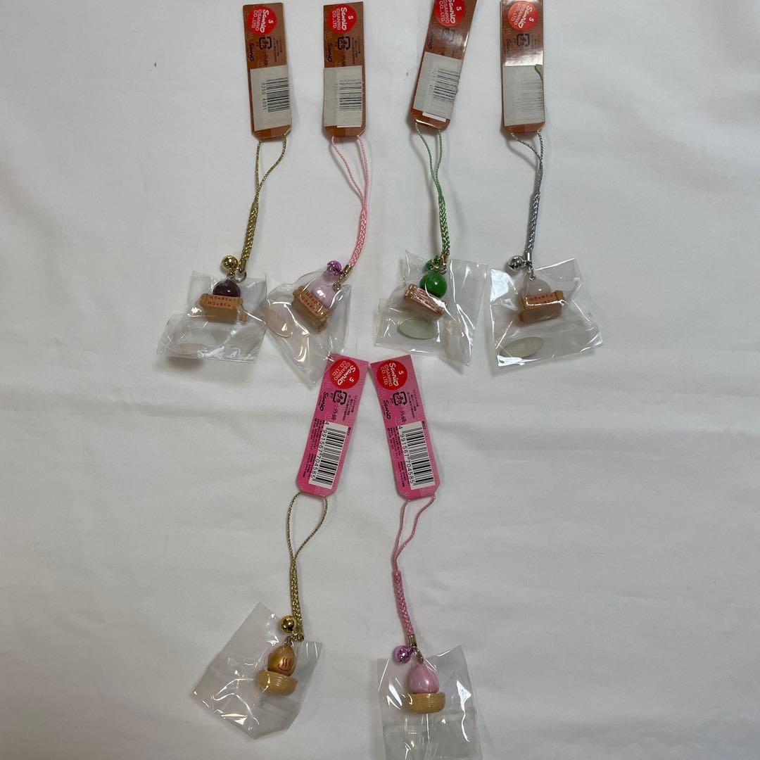 新品◆ハローキティ ご当地キティ 根付けストラップ 温泉饅頭 温泉卵 6個セット