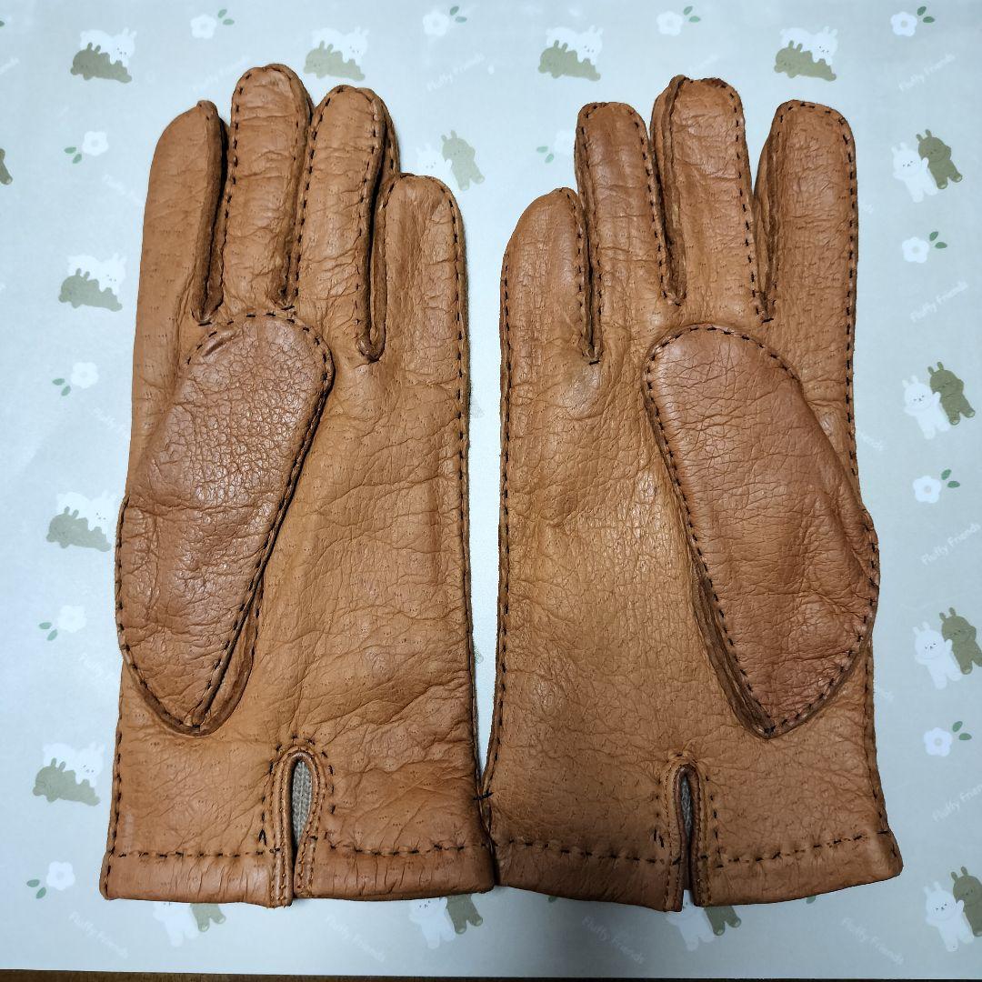 未使用　ペッカリー革手袋　カシミヤライニング　キャメル