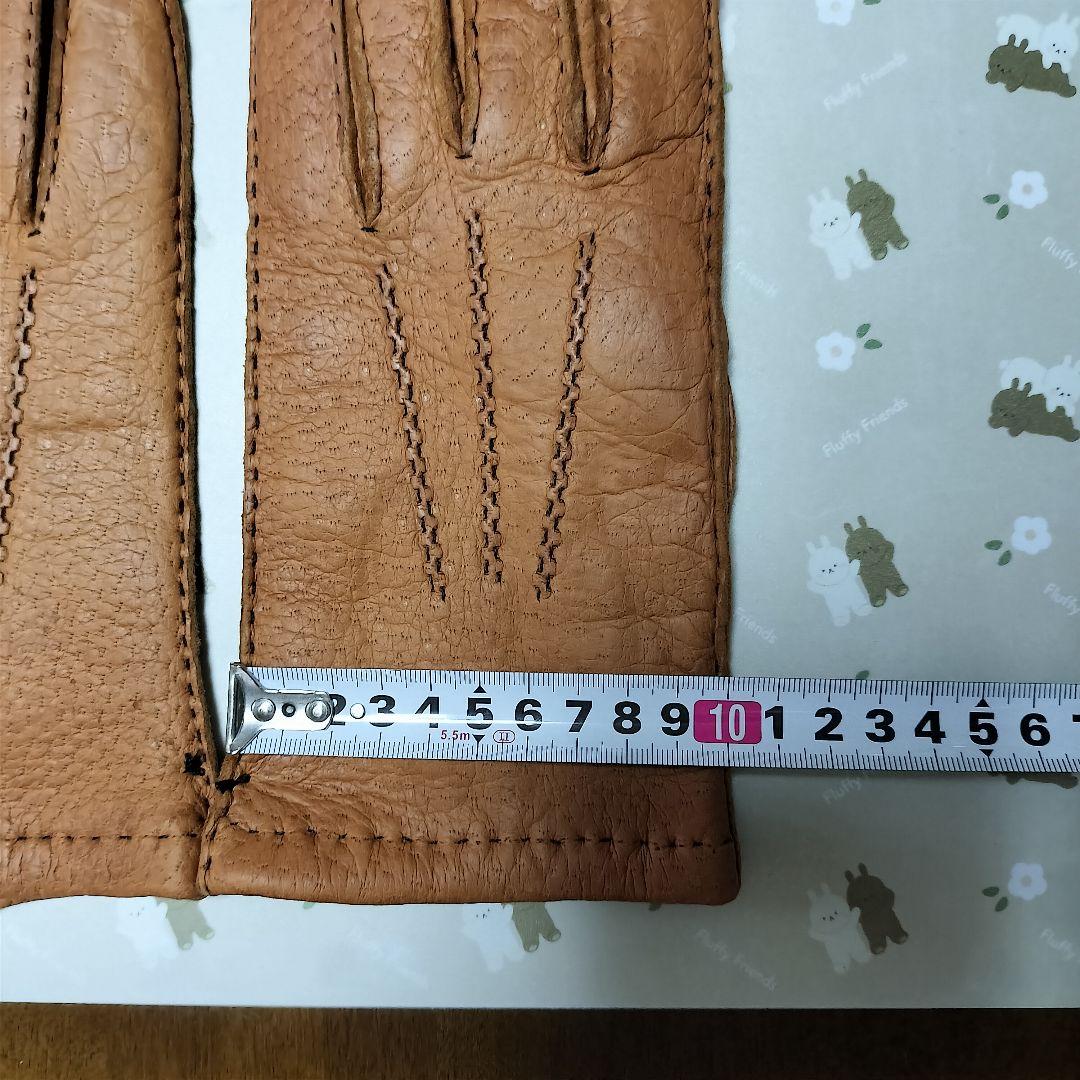 未使用　ペッカリー革手袋　カシミヤライニング　キャメル