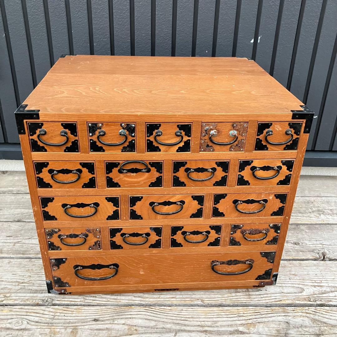 昭和レトロ 木製薬箱 薬箪笥 ミニチェスト 小箪笥 引き出し収納 17杯 5段