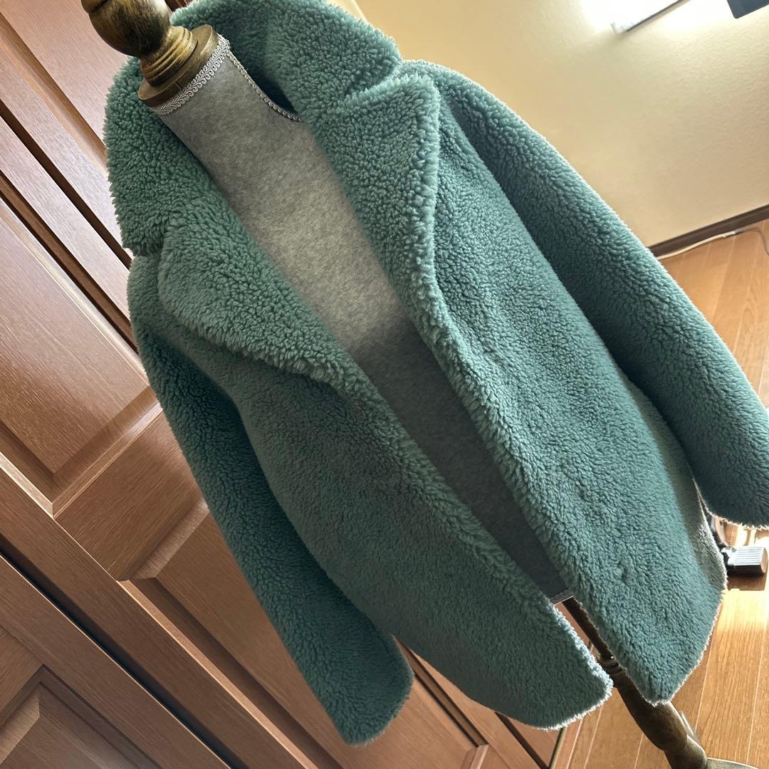 GINI ❤素敵　ミントグリーン ボアコート　チェスター　エメラルド　新品