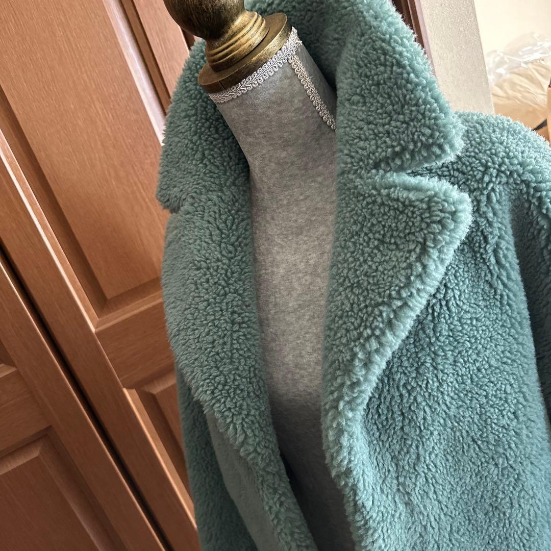 GINI ❤素敵　ミントグリーン ボアコート　チェスター　エメラルド　新品