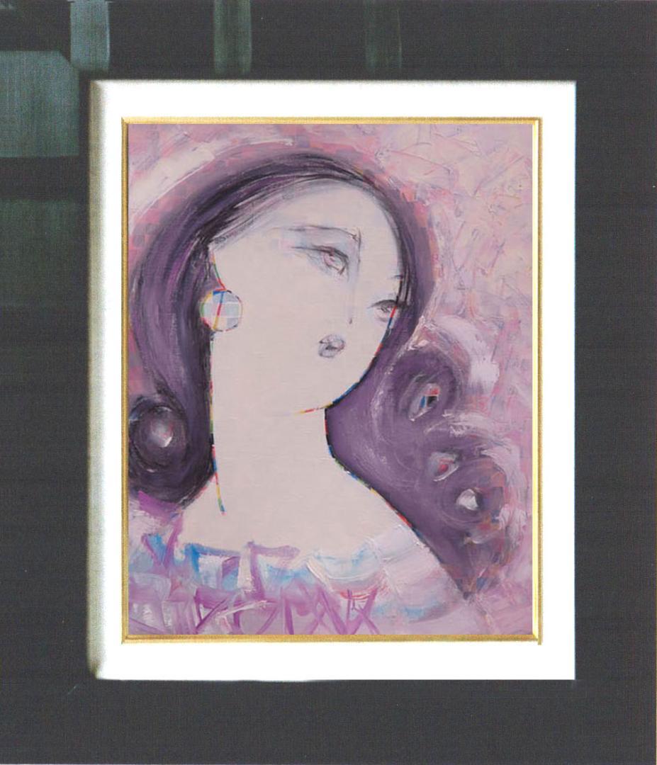 油絵 菅家令子 絵 絵画 インテリア 額付(黒) F6-082111 人物 女性