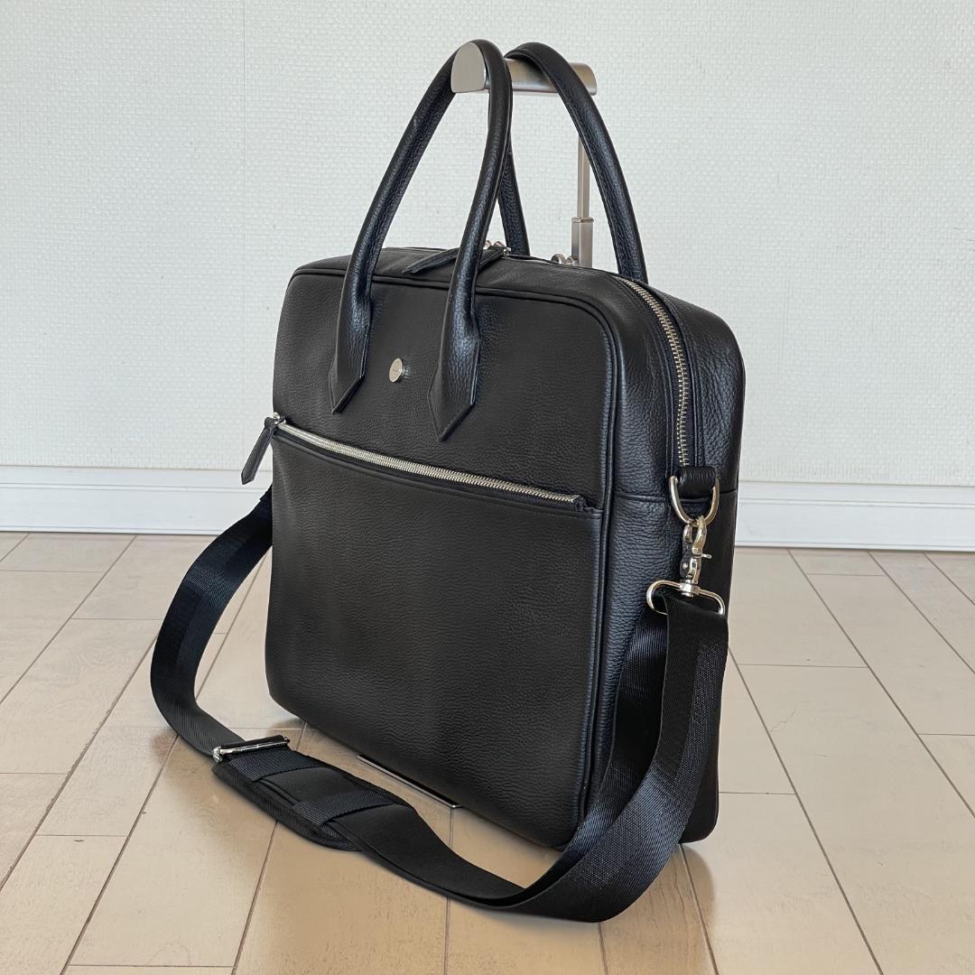 【美品・定価85,800円】hinn エンボスレザー ビジネスバッグ(オマケ付)