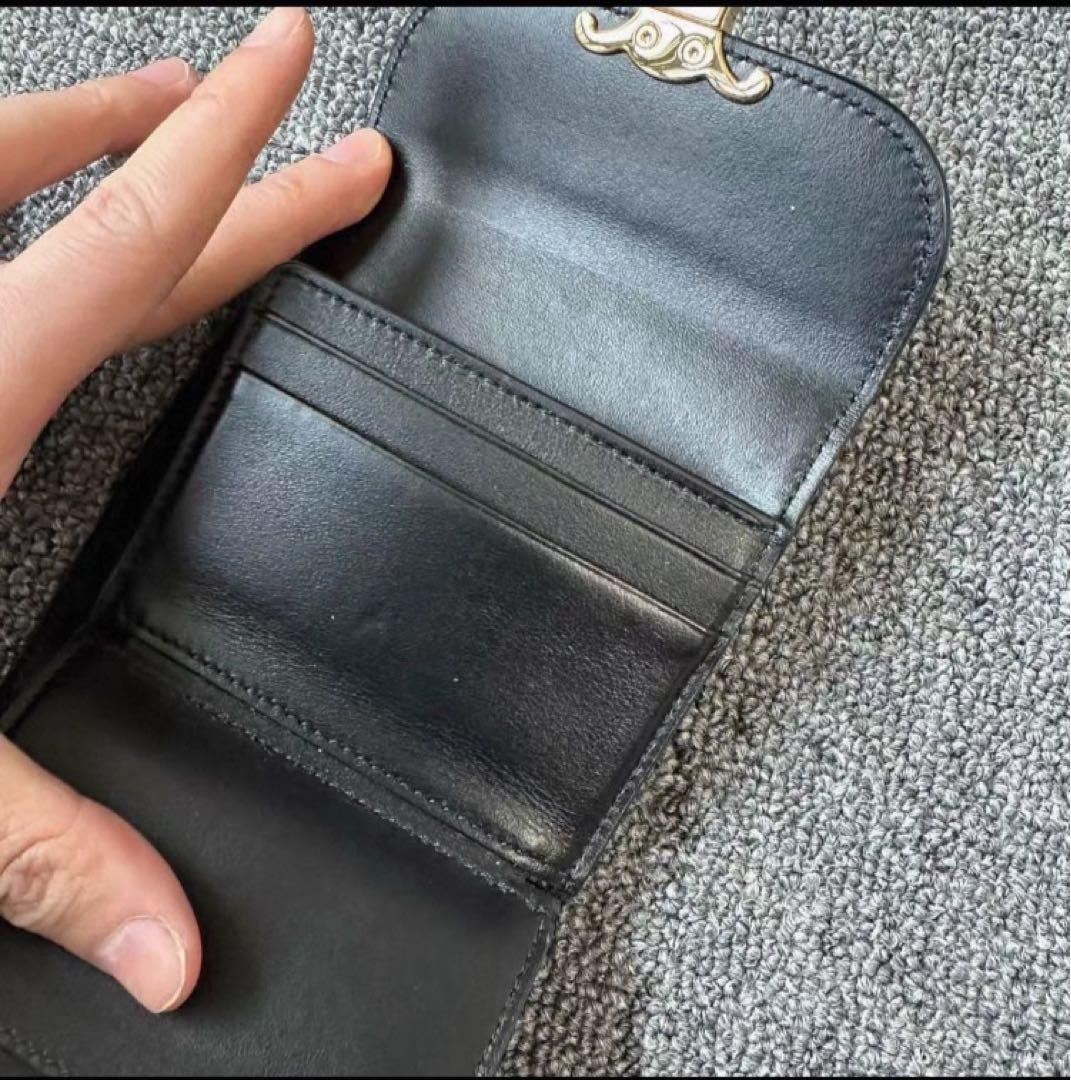 CELINE セリーヌ トリオンフ スモールウォレット三つ折り財布 ブラック