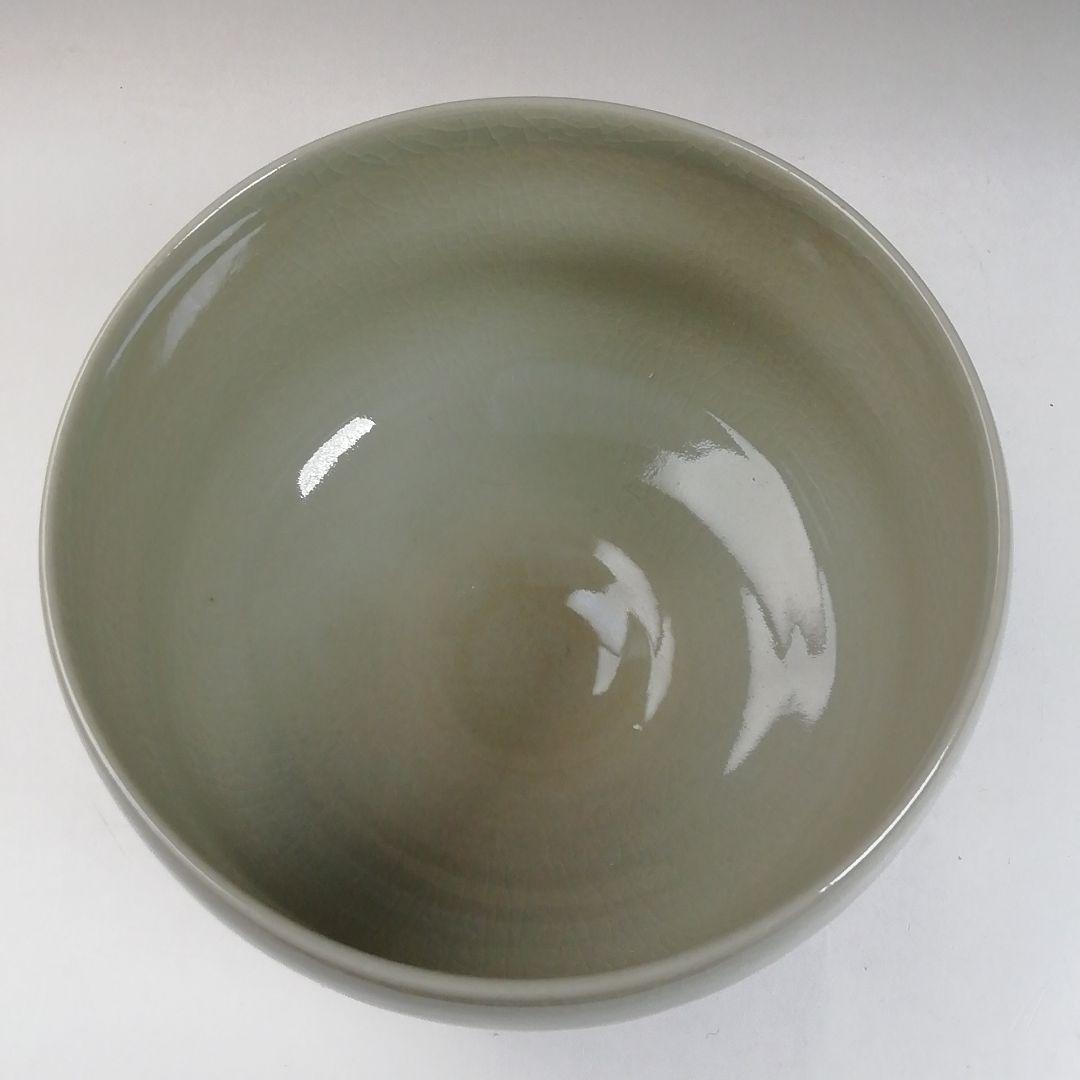 Ｗ１０４　茶碗　『肥後　高田焼』『象嵌茶碗』『十一代　上野才助 作』共箱　茶道具