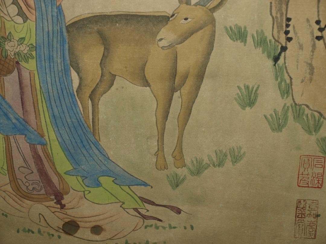 民間仕入れ品　中国時代の物図　肉筆絵　激安骨董BD216A13-3