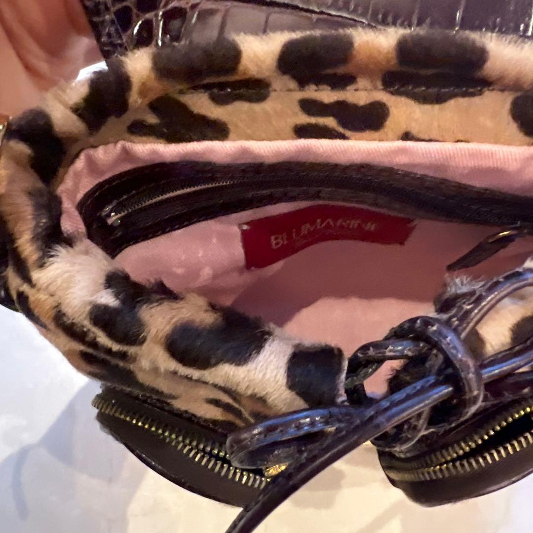 ブルマリン　ヒョウ柄ビジュー付きハンドバッグ