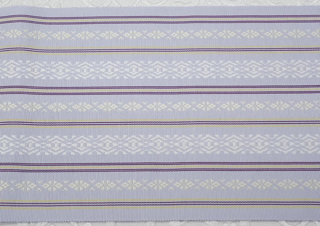 新品 博多織 【長尺】単衣半幅帯 浴衣帯 暁鼠 五本献上柄 帯端処理済