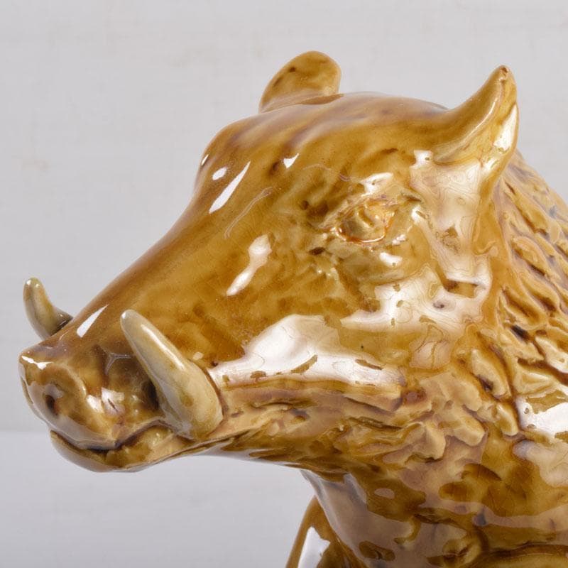 九谷焼　柳雨軒　三代八十吉　徳田正彦作　獅子　干支置物　共布共箱　C　8408A