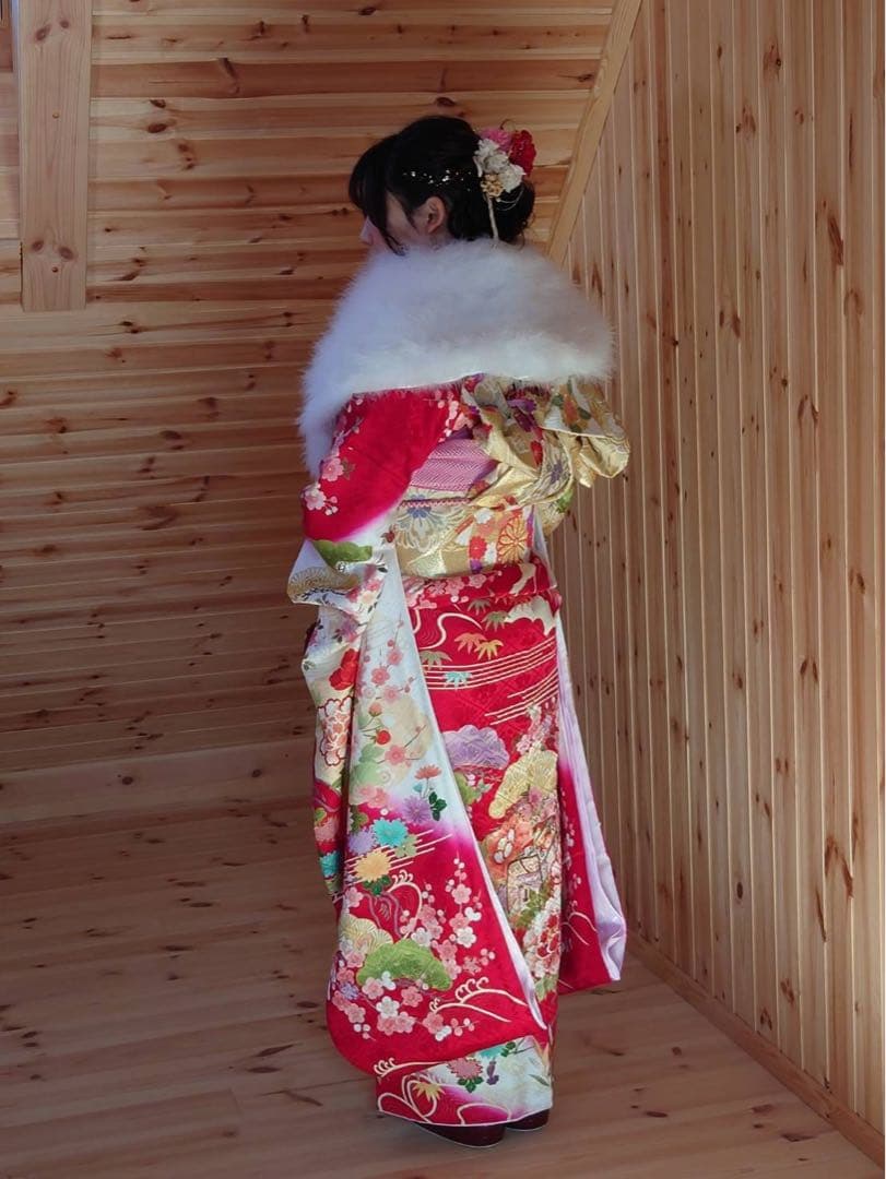 成人式 赤色振袖一式セット(13点セット)