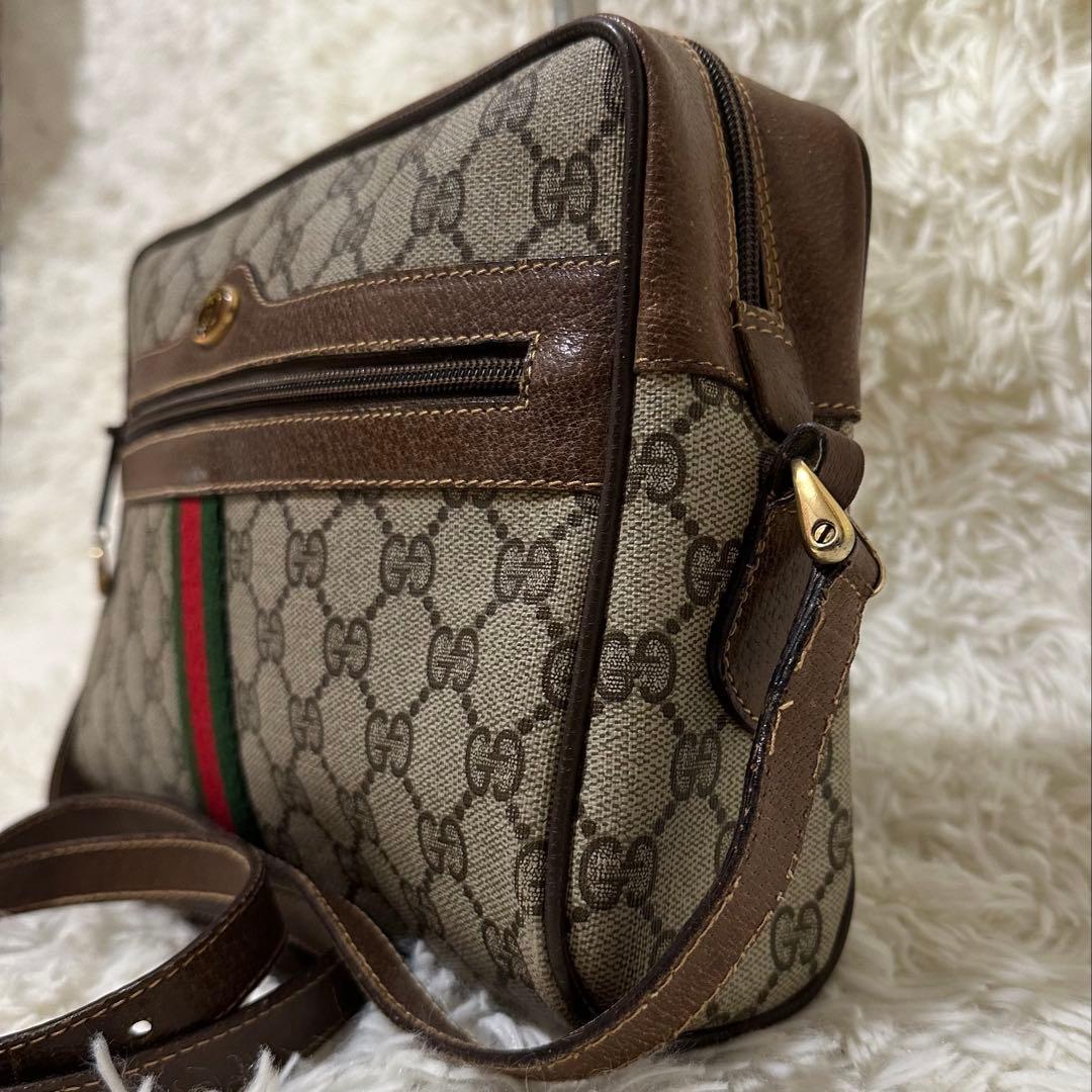 値下げ オールドグッチ GG 総柄 レザー ショルダーバッグ シェリーライン