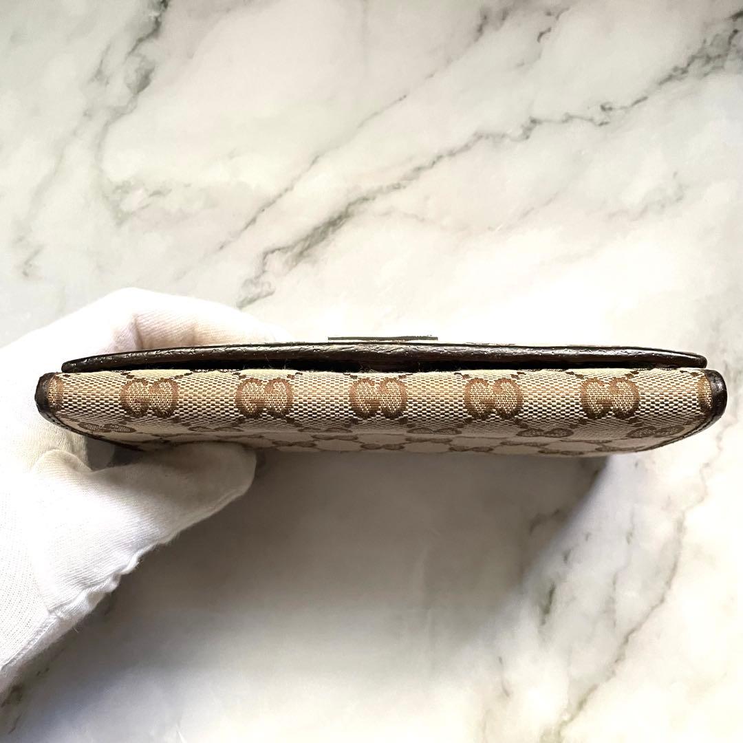 GUCCI グッチ 長財布 GGキャンバス ロゴプレート 折り財布 0120-⑤