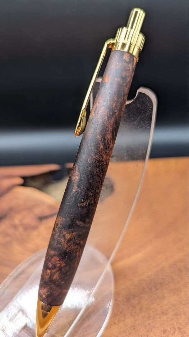 588極上　紫檀　瘤杢　木軸シャーペン　ボールペン